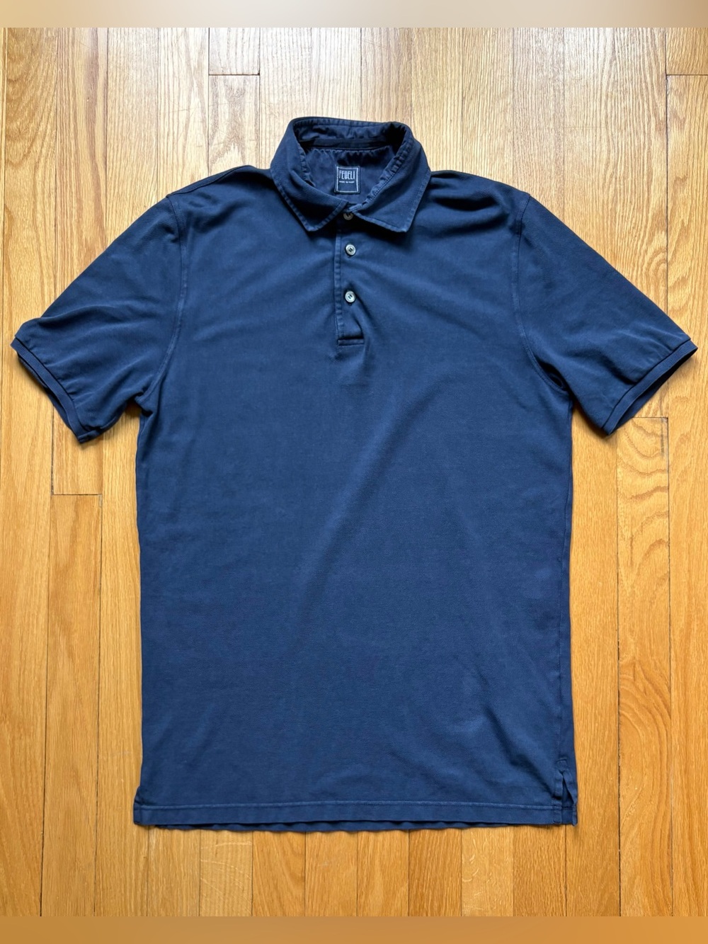 Fedeli Men’s Short Sleeve Polo Shirt Cotton Size 48 Medium Blue Made in Italy
